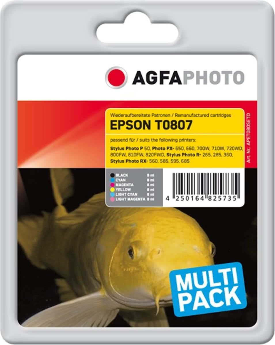 AgfaPhoto APET080SETD Zwart, Cyaan, Lichtyaan, Lichtmagenta, Magenta, Geel inktcartridge