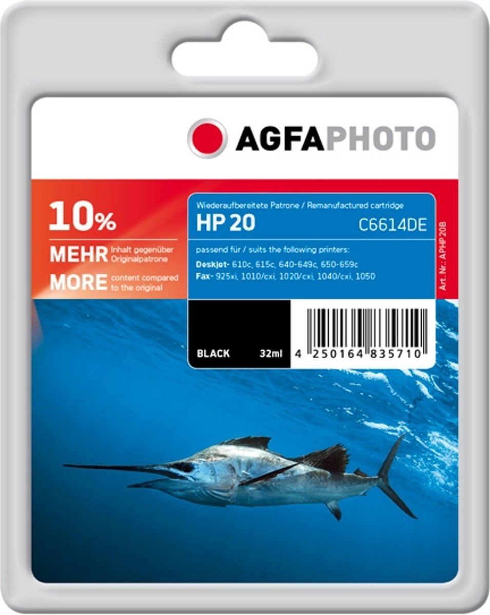 AgfaPhoto APHP20B 32ml 600paginas Zwart inktcartridge