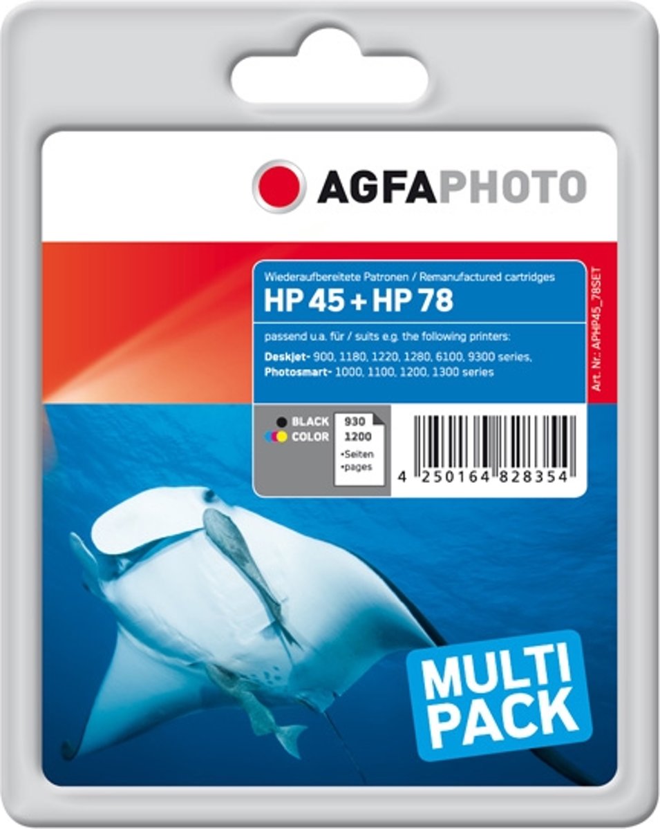 AgfaPhoto APHP45_78SET Zwart, Cyaan, Magenta, Geel inktcartridge