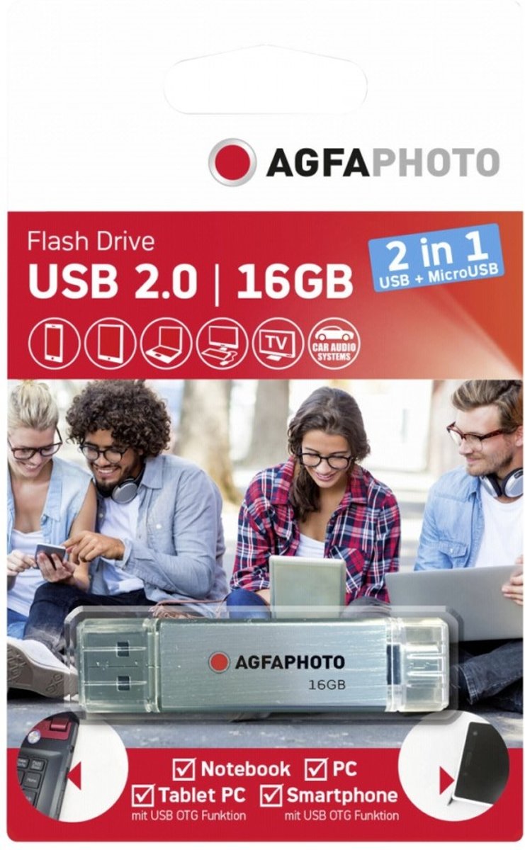 AgfaPhoto USB 2.0 16GB USB + micro USB 2.0 OTG