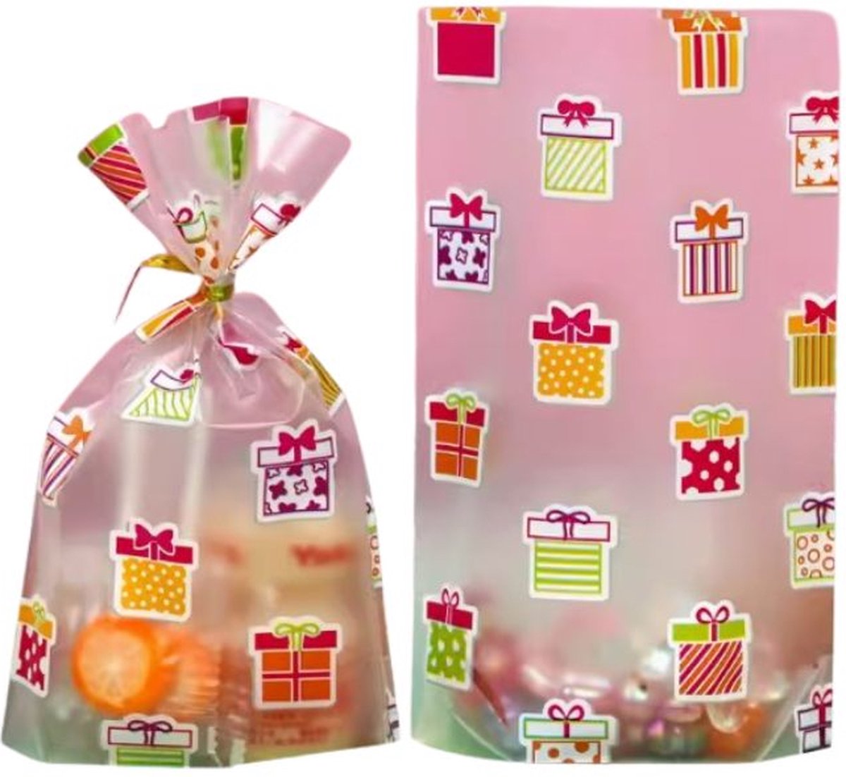 Ainy Cadeautjes Uitdeelzakjes 10 stuks - 20x28cm semi transparent stazakjes - cadeauzakjes geschikt als traktatie, uitdeelcadeautjes en snoepzakje cadeauverpakkingen bij kinderfeestje