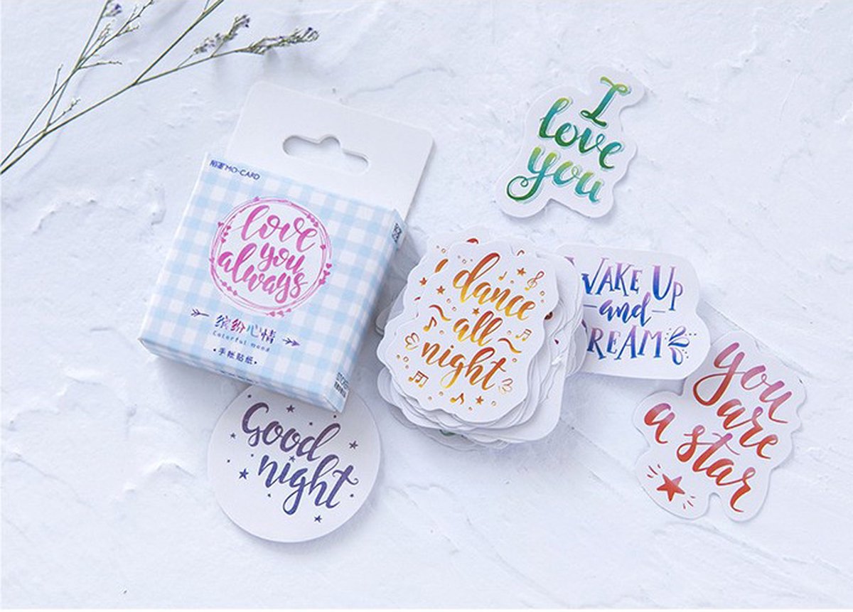 Ainy Motivatie Stickers 46 stuks voor bullet journal, fotoalbum, wenskaarten, laptop, telefoon - ook geschikt als geschenksticker, skateboard stickers, graffiti stickers, knutselen stickervellen voor kinderen en volwassen