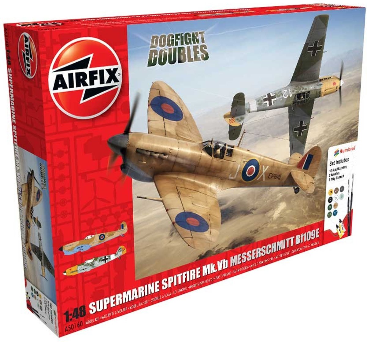 Airfix Supermarine Spitfire Mkvb Messerschmitt Bf109E Dogfight Doubles Gift Set Modelbouwpakket