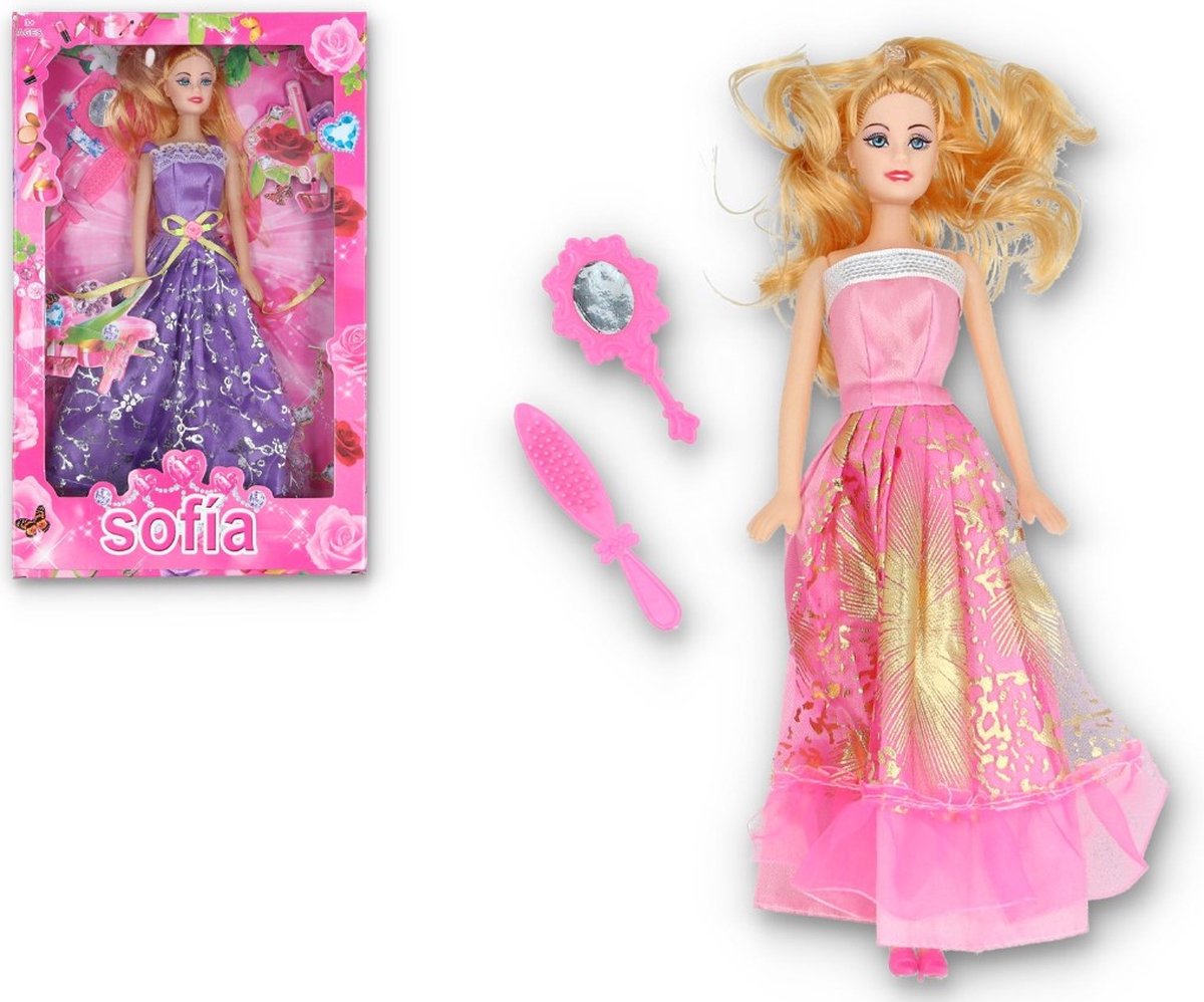 Mode Pop met Borstel en Spiegel - Pop is net zo groot als Barbie