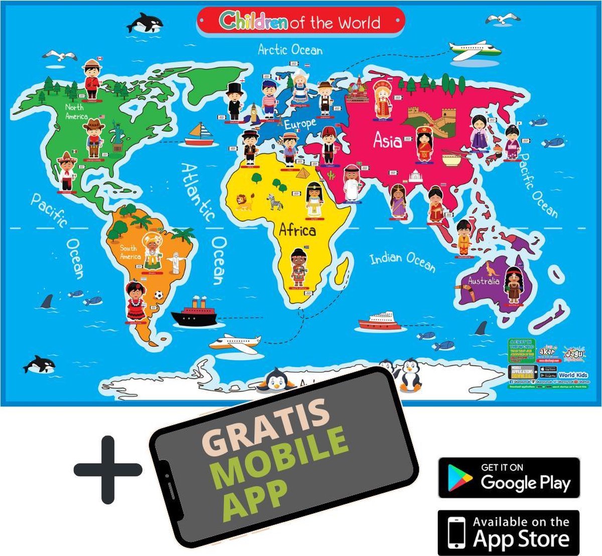   - World - Speelmat / Speeltapijt / Speelmat Foam / Speelgoed / Met GRATIS App - 150x100cm