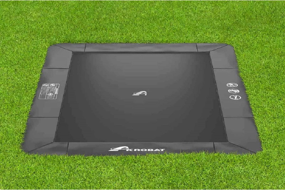 Akrobat Primus Flat To The Ground Trampoline - 305 x 183 cm - Antraciet