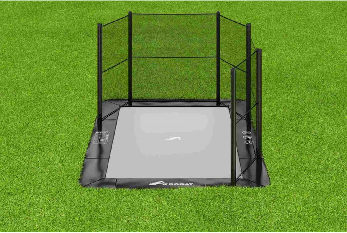 Half Veiligheidsnet Trampoline Akrobat Primus 335 x 244 cm Rechthoek Set Zwart