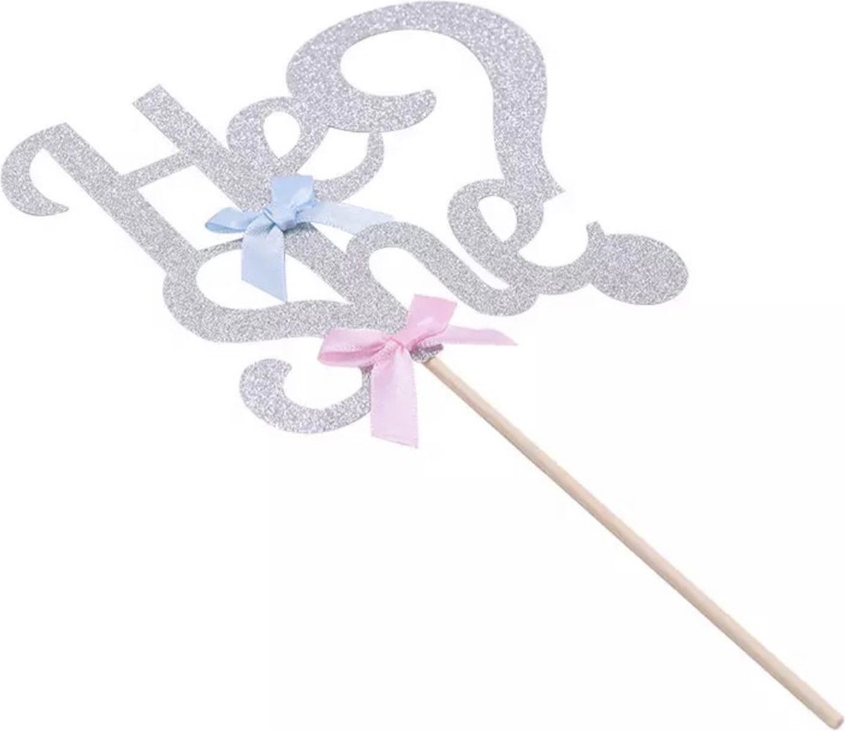 Akyol - Cake topper he she - gender reveal versiering - geboorte baby - she - silver- gender reveal - He, She taart versiering - He/She Taart Topper - Taart topper - Cake topper - decoratie - topper - 25 CM - he she - boy or girl - babyshower