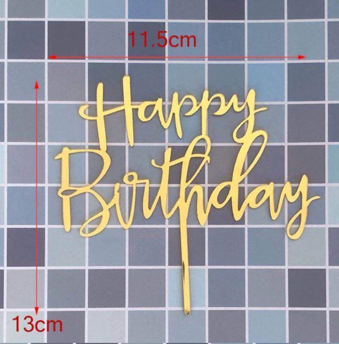 Happy Birthday Taart Topper - Lazy font Goud - Taart topper - Cake topper - Happy birthday - Verjaardagstaart topper - Verjaardag