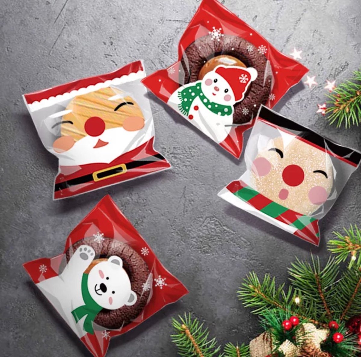 Traktatiezakjes - 10 stuks  - koekzakjes kerst - kerst snoepzakjes - uitdeelzakjes voor kerst - uitdeelzakjes - oud en nieuw - verjaardag zakjes - feestzakjes - snoepzakjes - verjaardag - feest- kado - traktatie