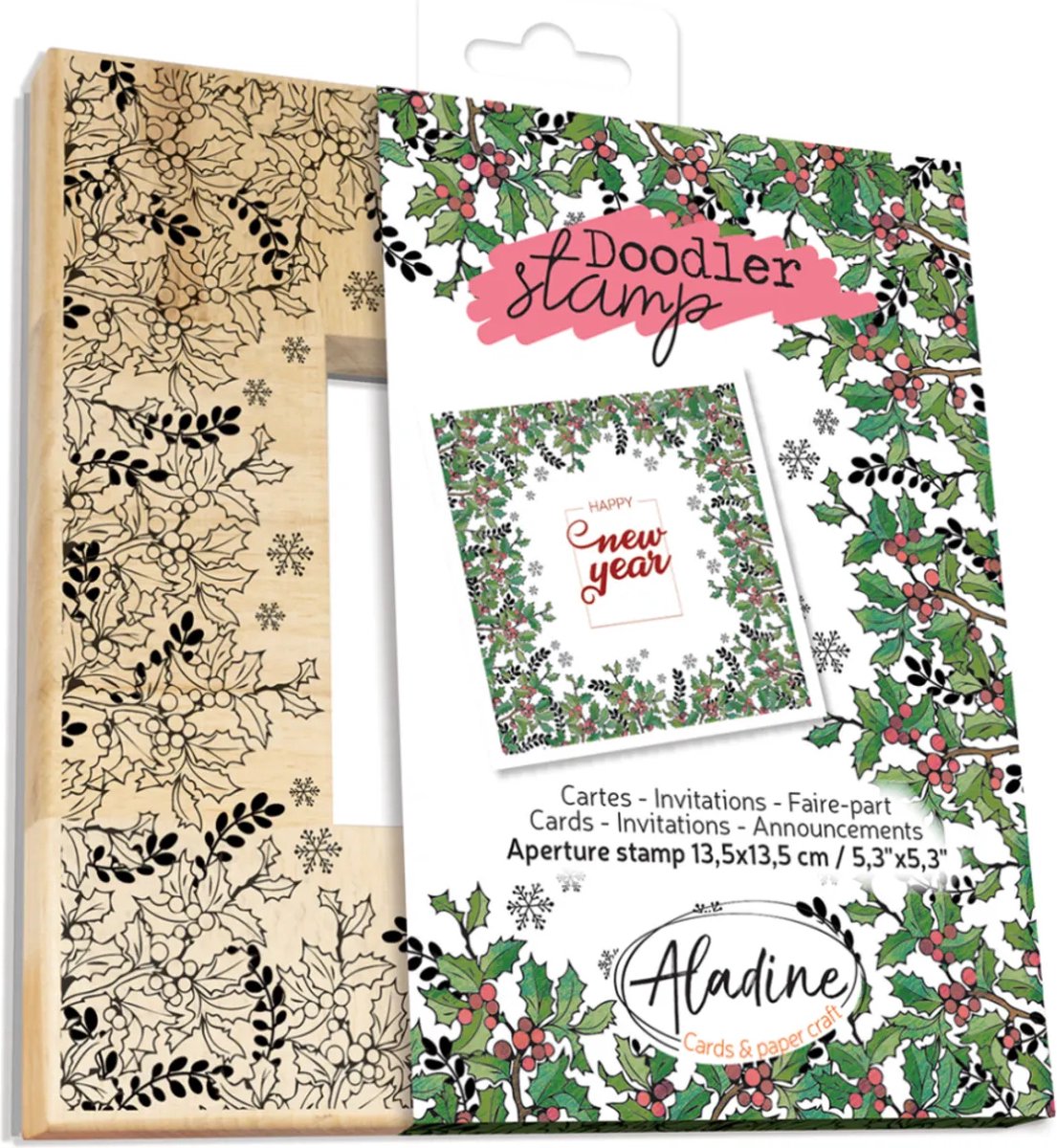 Aladine Houten Doodler Stempel 13,5x13,5 cm Kerst