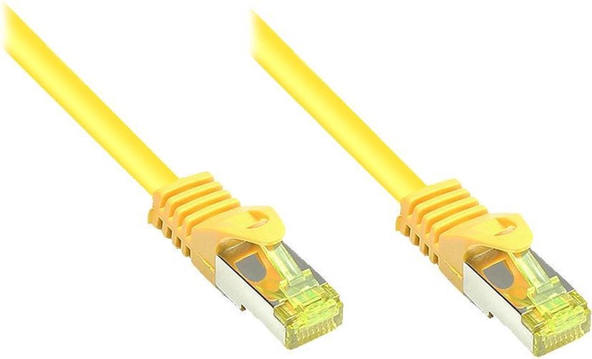 Alcasa 0.15m Cat7 RJ-45 netwerkkabel 0,15 m S/FTP (S-STP) Geel