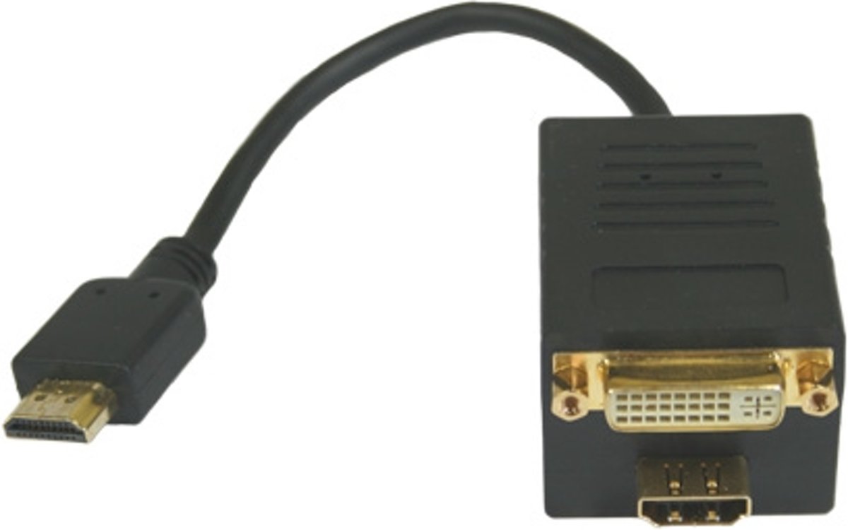 Alcasa 1922-203 kabeladapter/verloopstukje HDMI male DVI-D + HDMI female Zwart