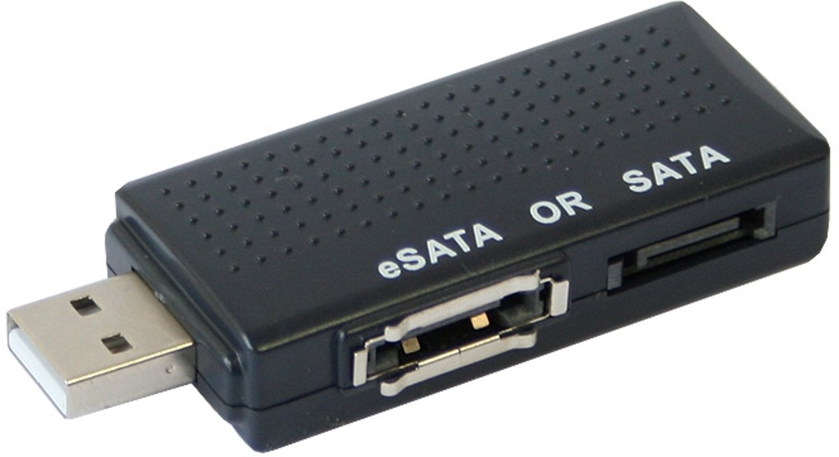 Alcasa 2268-ESATA kabeladapter/verloopstukje USB SATA + eSATA Zwart