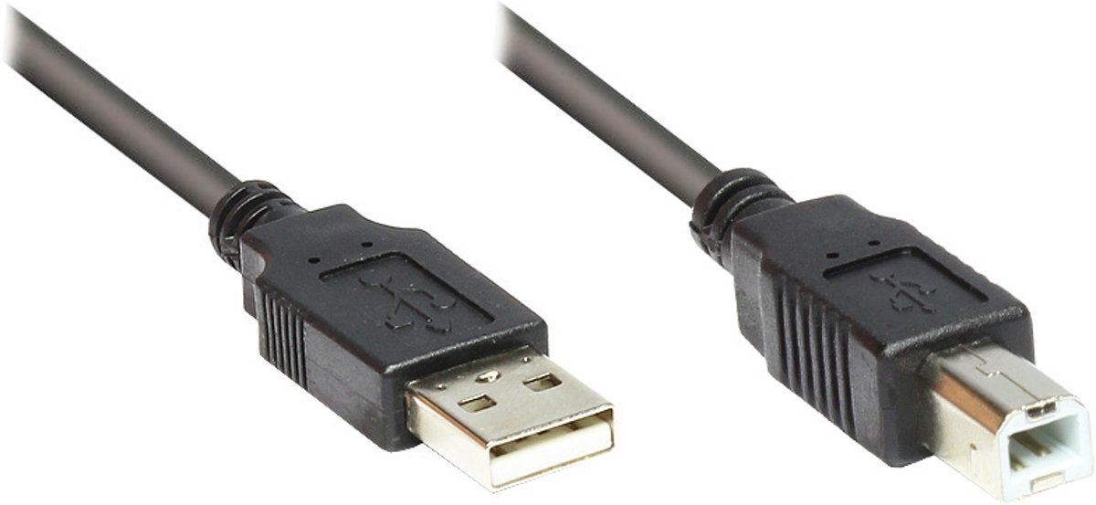 Alcasa 2510-5OFS USB-kabel 5 m USB A USB B Mannelijk Zwart