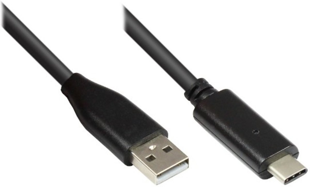 Alcasa 2510-CA005 0.5m USB A USB C Mannelijk Mannelijk Zwart USB-kabel