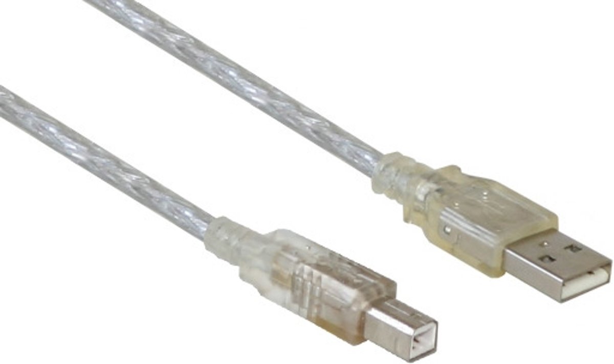 Alcasa 2510-GT5 USB-kabel 5 m USB A USB B Mannelijk Transparant