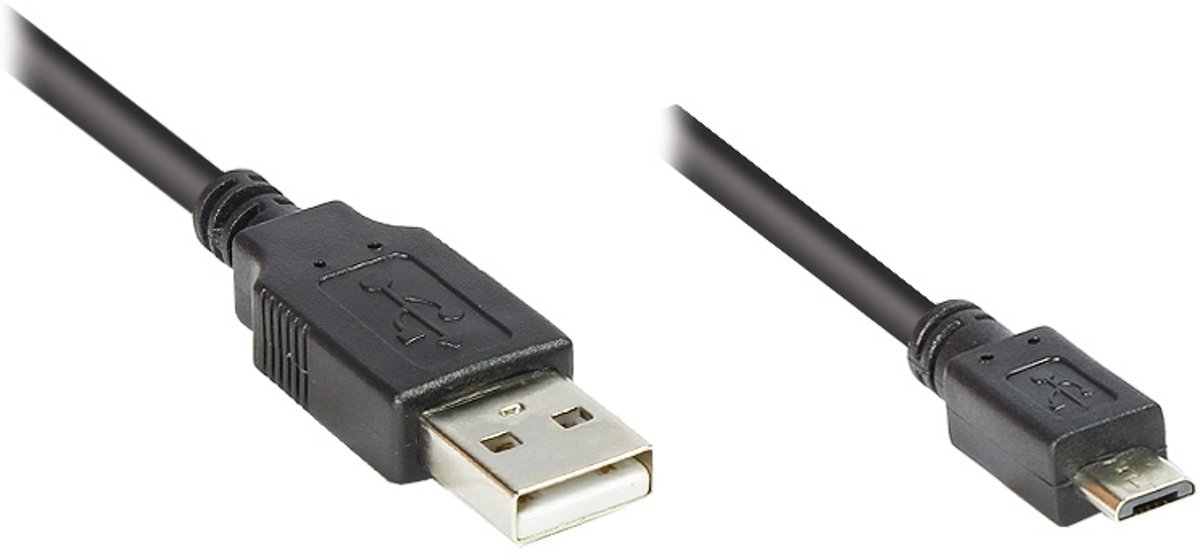 Alcasa 2510-MB006 0.6m USB A Micro-USB B Mannelijk Mannelijk Zwart USB-kabel