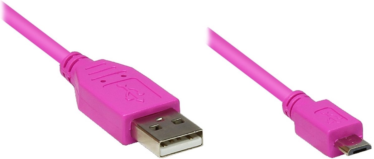 Alcasa 2510-MB01P 1m USB A Micro-USB B Mannelijk Mannelijk Roze USB-kabel