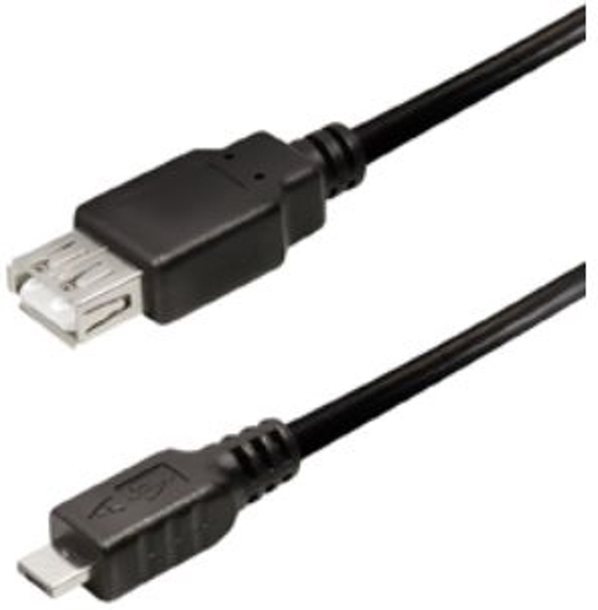 Alcasa 2511-MA03 USB-kabel 0,3 m Micro-USB A USB A Mannelijk Vrouwelijk Zwart