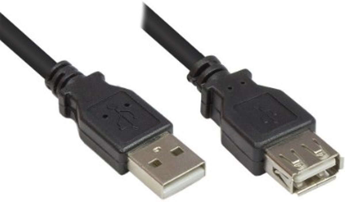 Alcasa 2511-OF1S 1m USB A USB A Mannelijk Vrouwelijk Zwart USB-kabel