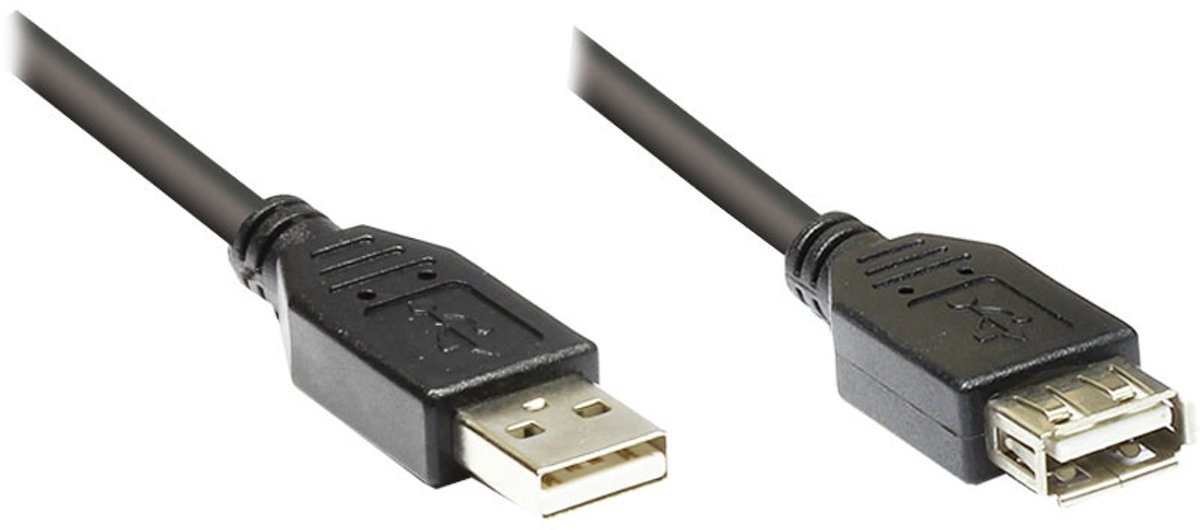 Alcasa 2511-P05S USB-kabel 0,5 m USB A Mannelijk Vrouwelijk Zwart