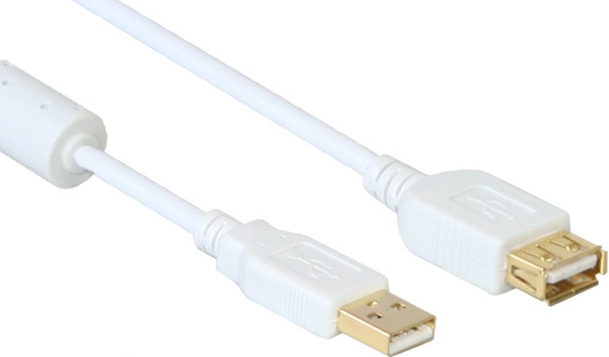 Alcasa 2511-WHF1 USB-kabel 1 m USB A Mannelijk Vrouwelijk Wit