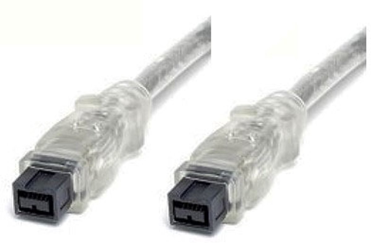 Alcasa 2621-FB3T firewire-kabel 9-p Zwart, Transparant 3 m