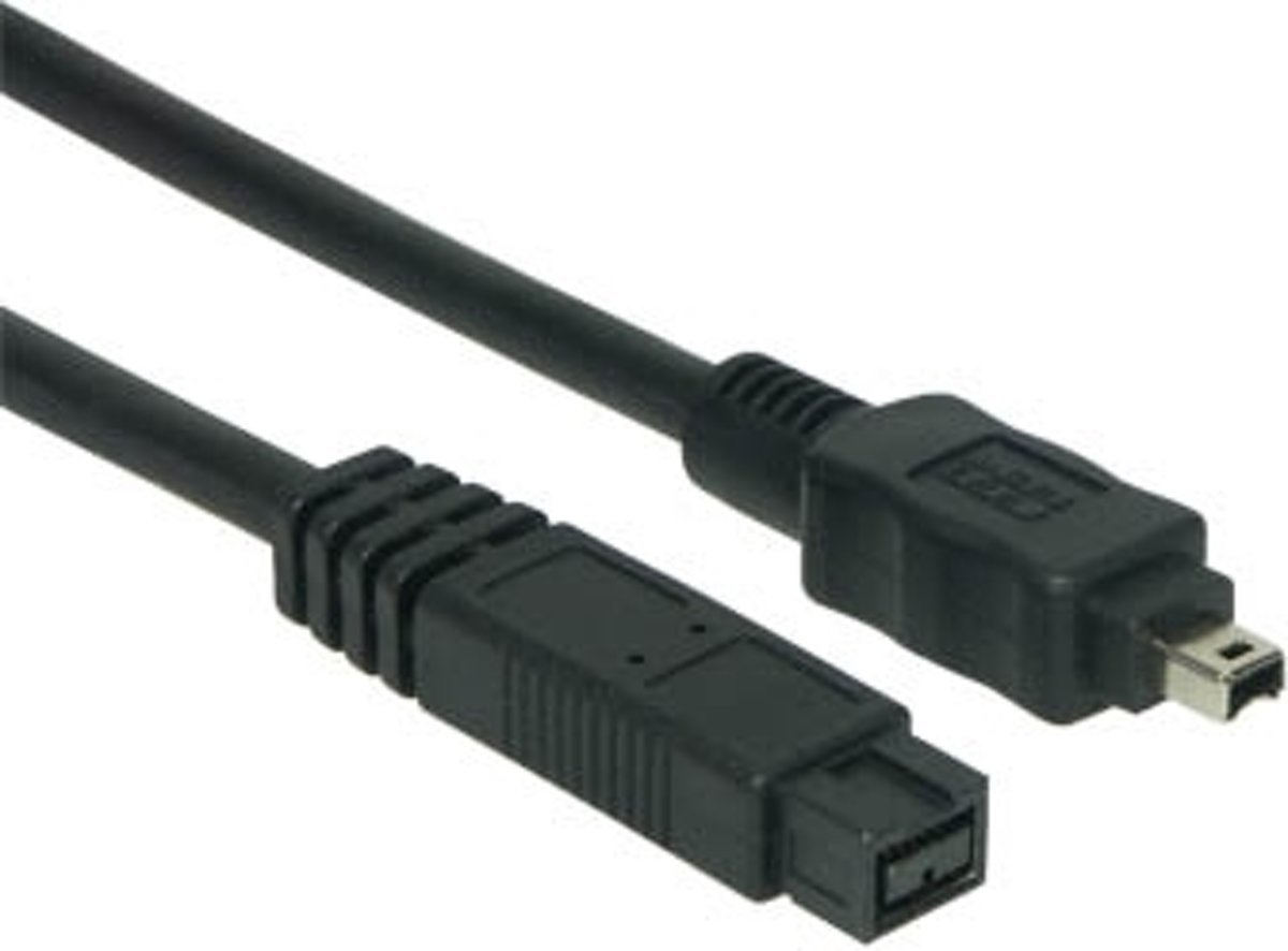 Alcasa 2622-FB1 firewire-kabel 4-p 9-p Zwart 1 m