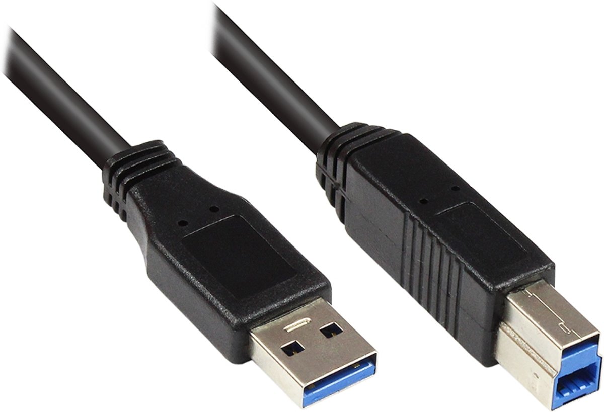 Alcasa 2710-S002 USB-kabel 0,2 m USB A USB B Mannelijk Zwart