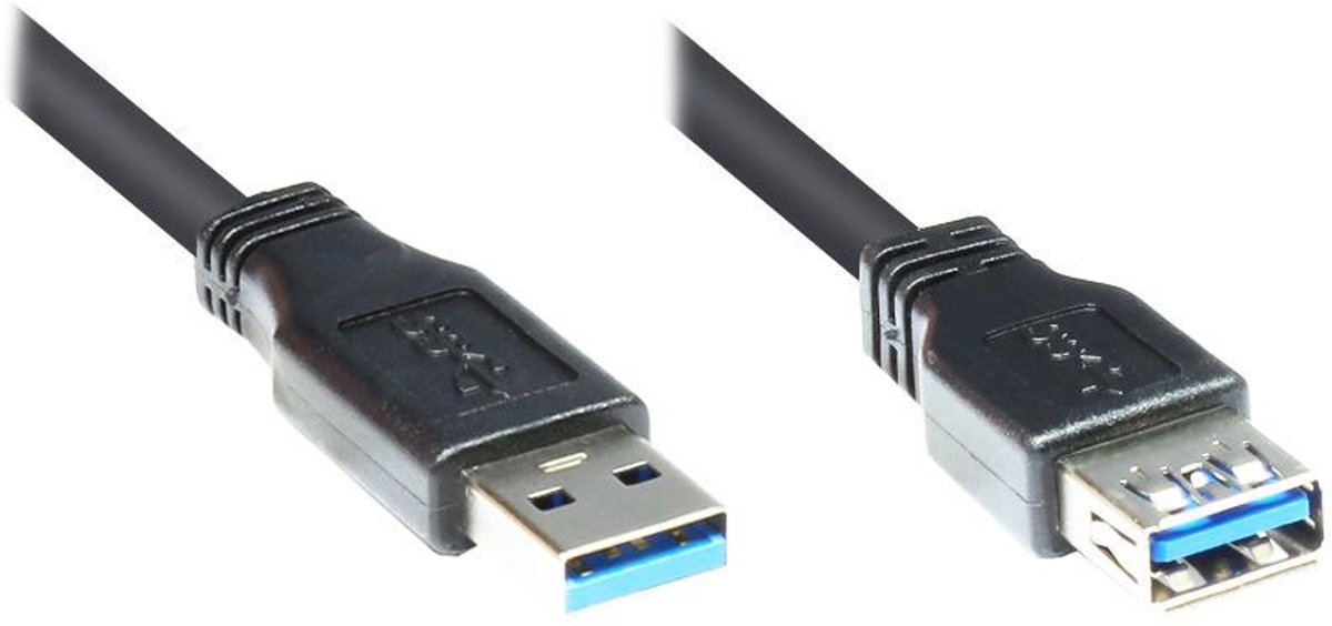 Alcasa 2711-S02 USB-kabel 1,8 m USB A Mannelijk Vrouwelijk Zwart