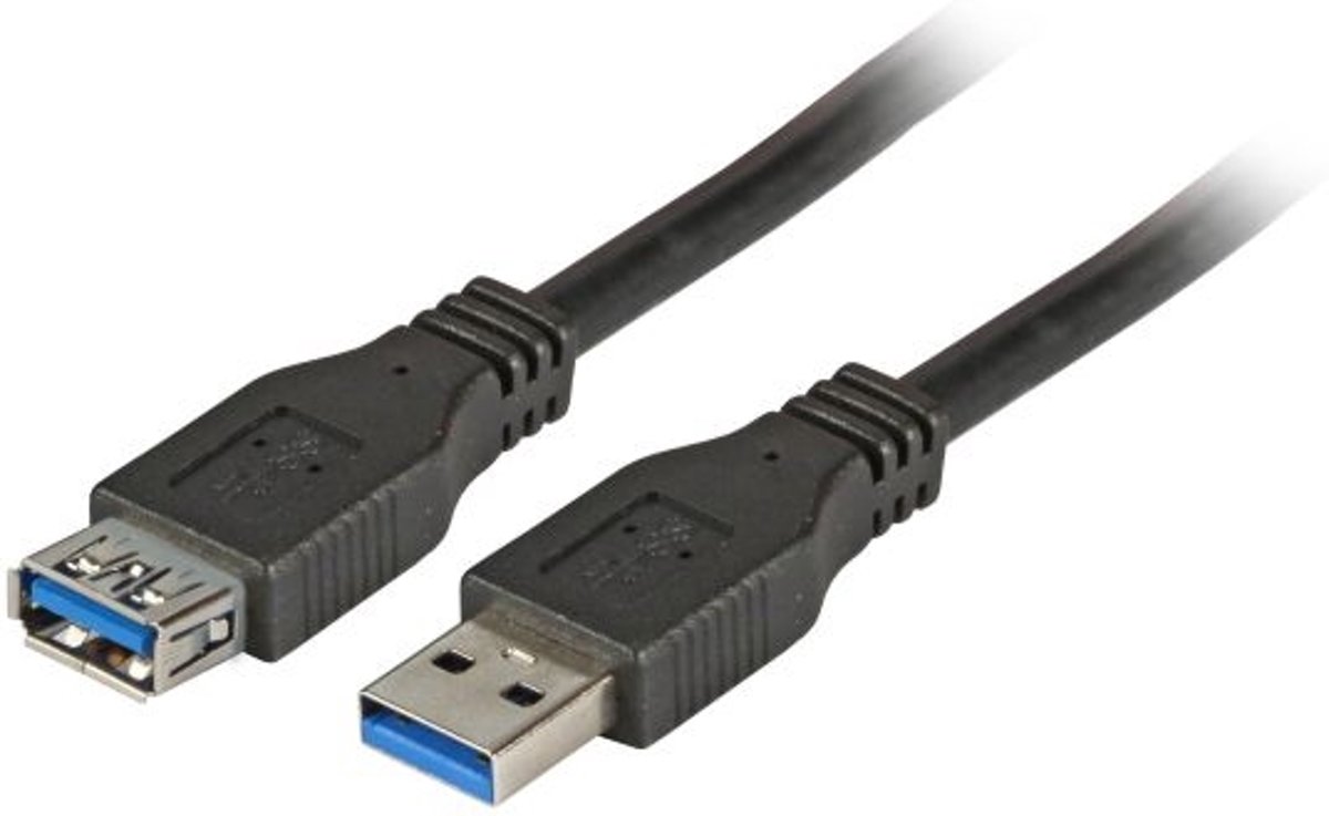 Alcasa 2711-S05P 5m USB A USB A Mannelijk Vrouwelijk Zwart USB-kabel