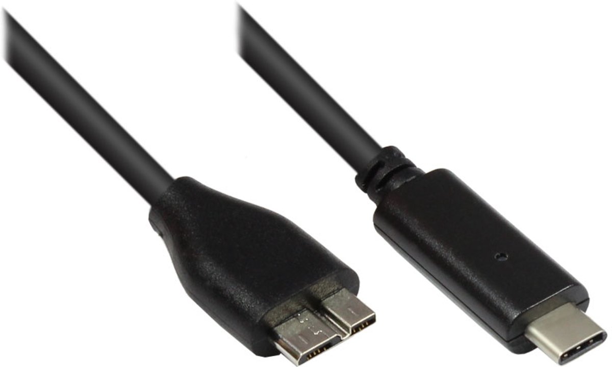 Alcasa 2810-CMB010 1m USB C Micro-USB B Mannelijk Mannelijk Zwart USB-kabel