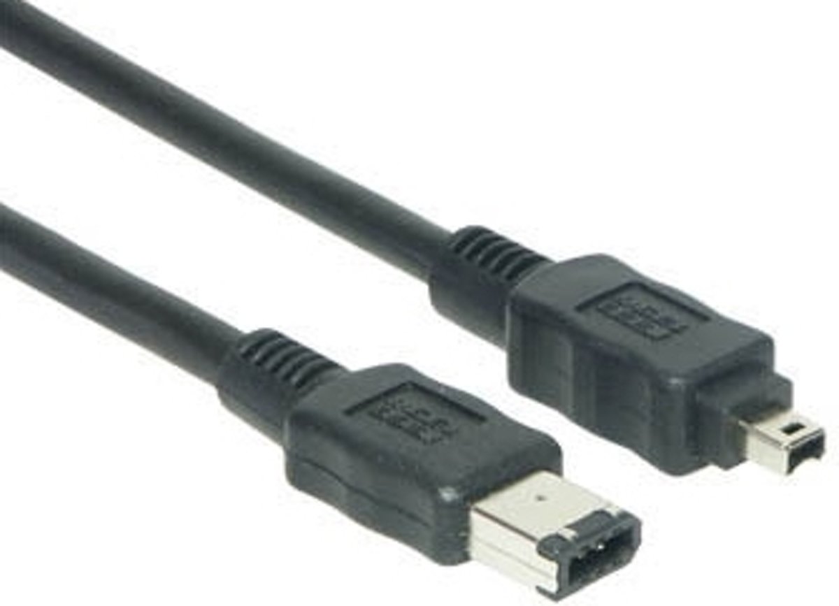 Alcasa 2m 2xIEEE1394a 2m 4-p 6-p Zwart firewire-kabel