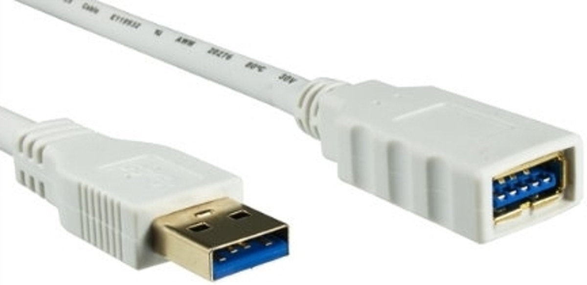 Alcasa 2m USB 3.0 A 2m USB A USB A Mannelijk Vrouwelijk Wit USB-kabel