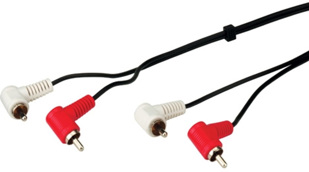 Alcasa 2xRCA 90°/2xRCA 90° 1.2m 2 x RCA 2 x RCA Zwart audio kabel