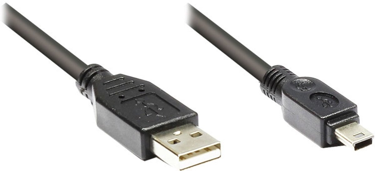 Alcasa 3310-AM05P USB-kabel 0,5 m USB A Mini-USB B Mannelijk Zwart