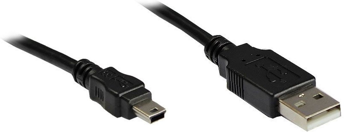 Alcasa 3310-AM1 USB-kabel 1 m USB A Mini-USB B Zwart