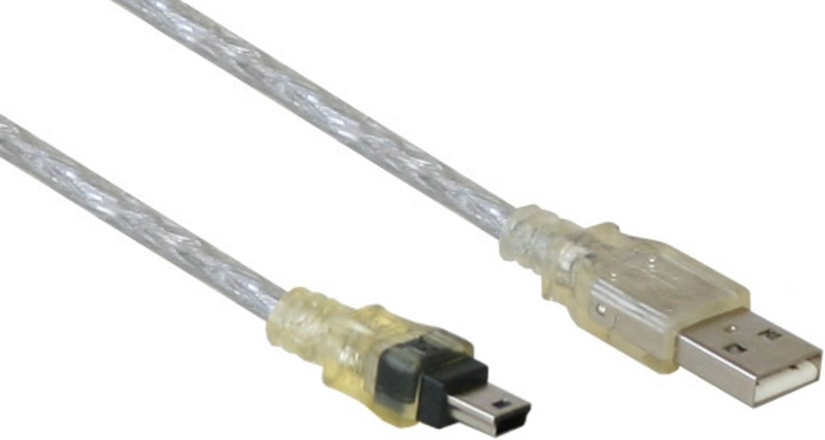 Alcasa 3310-BM06T USB-kabel 0,6 m USB A Mini-USB B Mannelijk Transparant