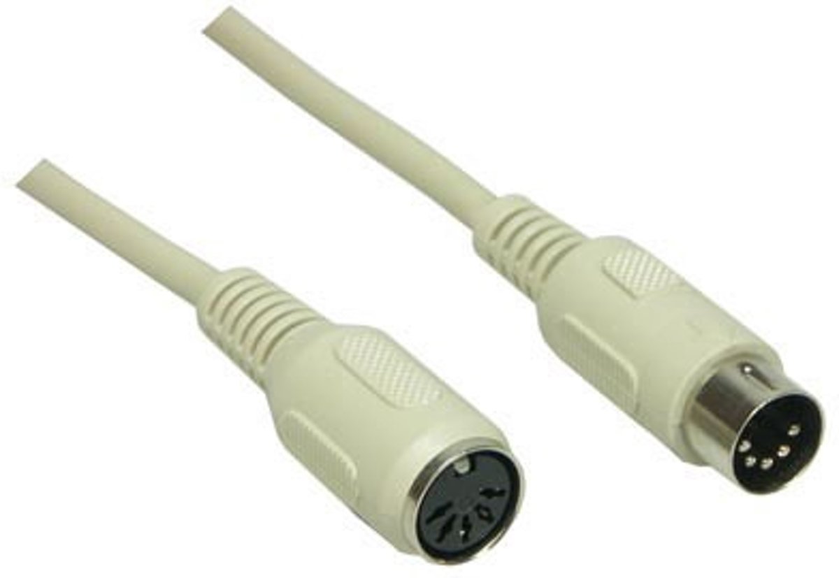 Alcasa DIN 5-pol 1.8m PS/2-kabel 1,8 m 5-p Mini-DIN Wit