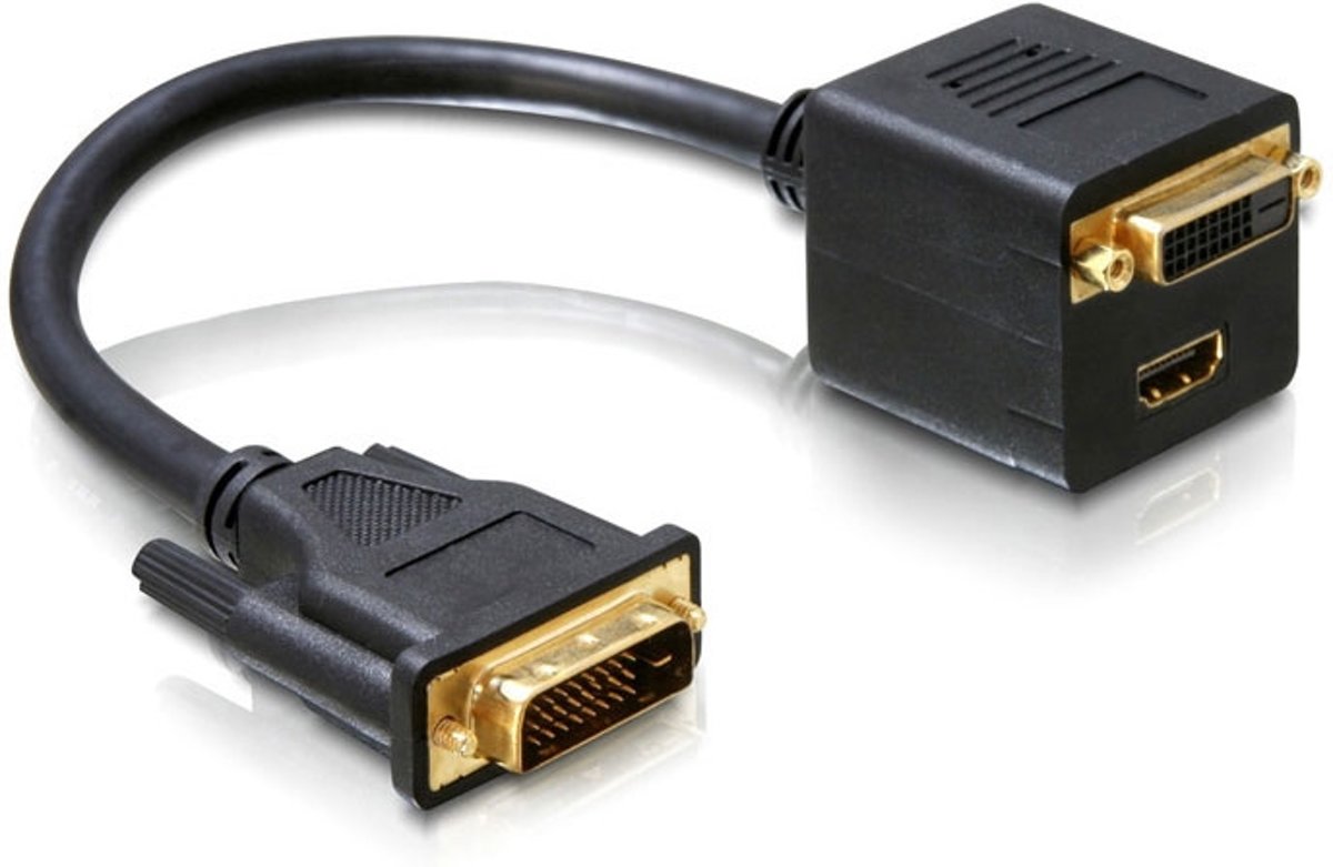 Alcasa DVI - DVI+HDMI Zwart, Goud