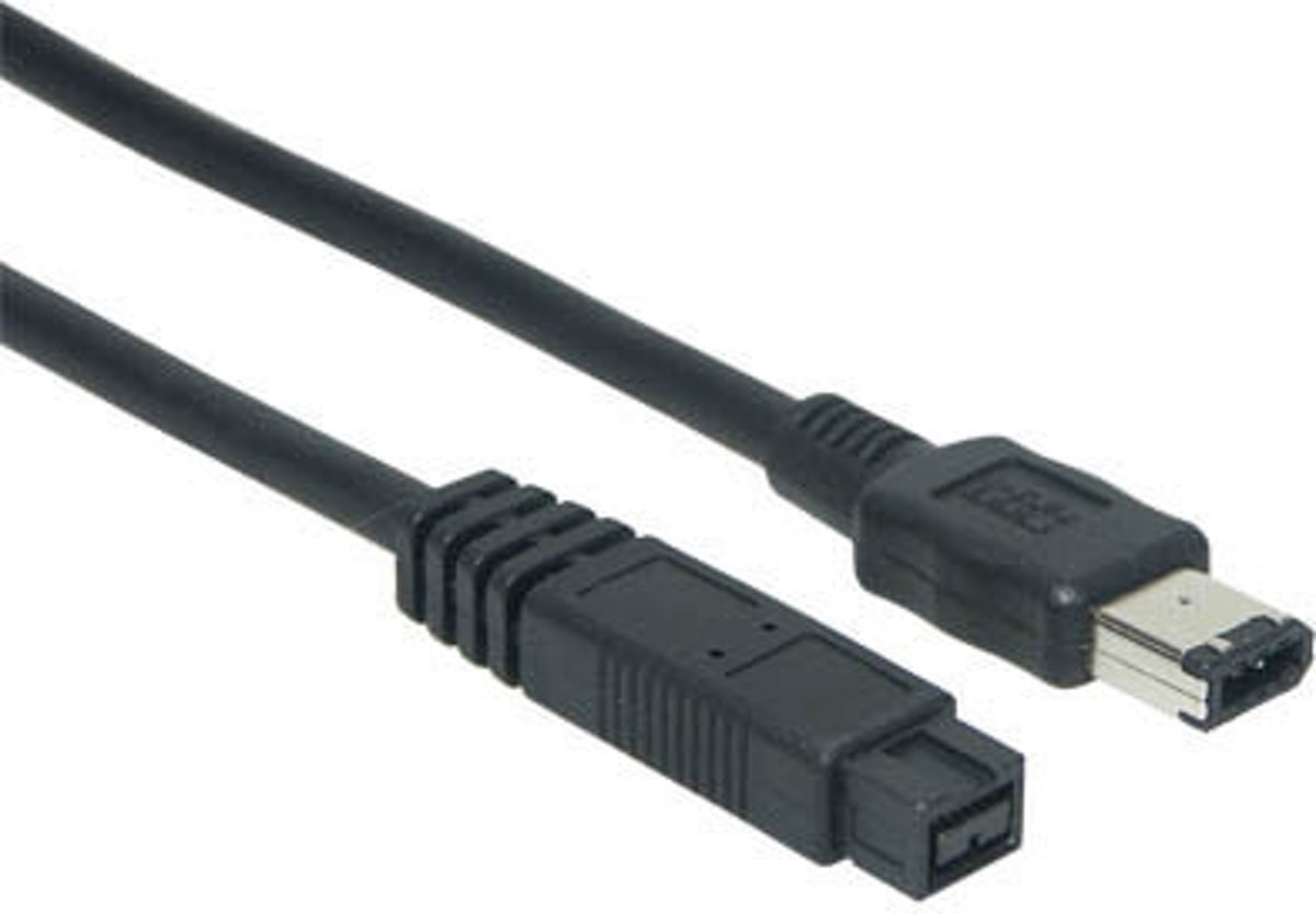 Alcasa IEEE1394b 9-pin - IEEE1394b 6-pin 2m M/M 6-p 9-p Zwart