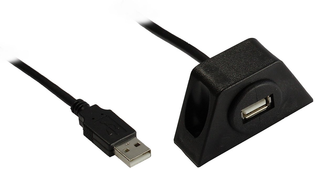 Alcasa USB 2.0, 0.6m 0.6m USB A USB A Mannelijk Vrouwelijk Zwart USB-kabel