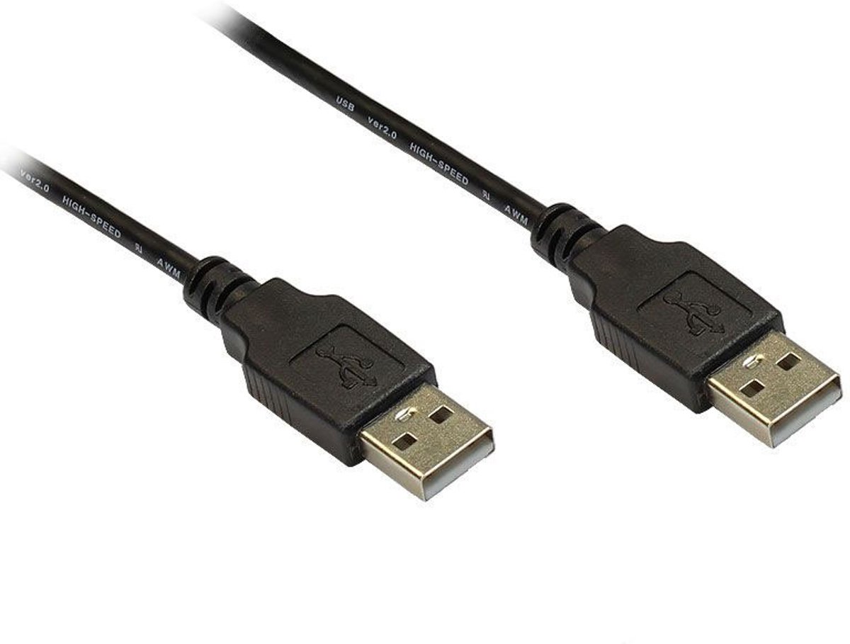 Alcasa USB 2.0, 1.5m 1.5m USB A USB A Mannelijk Mannelijk Zwart USB-kabel