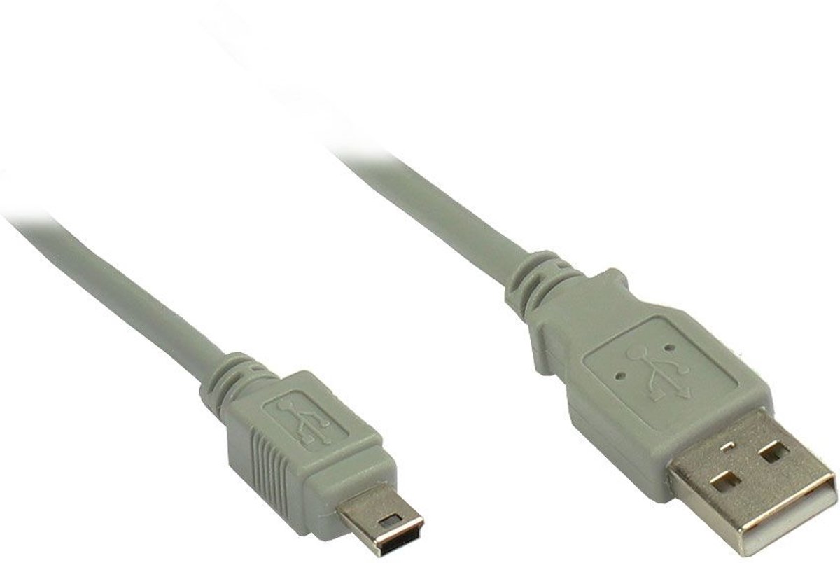 Alcasa USB 2.0 3m 3m USB A Mini-USB B Mannelijk Mannelijk Grijs USB-kabel