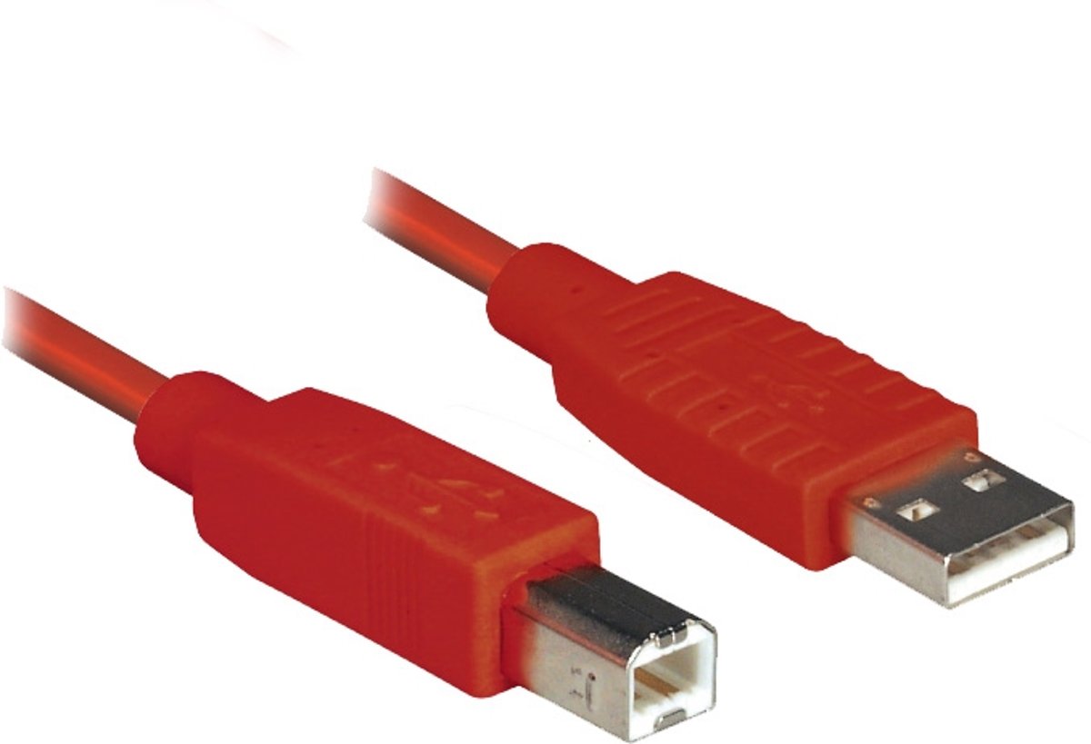 Alcasa USB 2.0 A / B 3m USB-kabel USB A USB B Mannelijk Rood