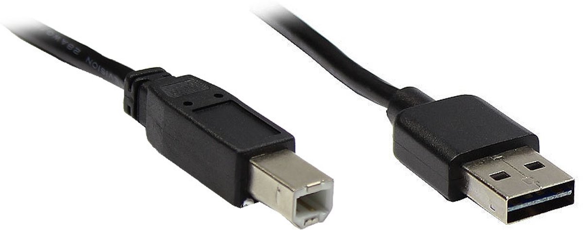 Alcasa USB 2.0 A/B, 1m 1m USB A USB B Mannelijk Mannelijk Zwart USB-kabel