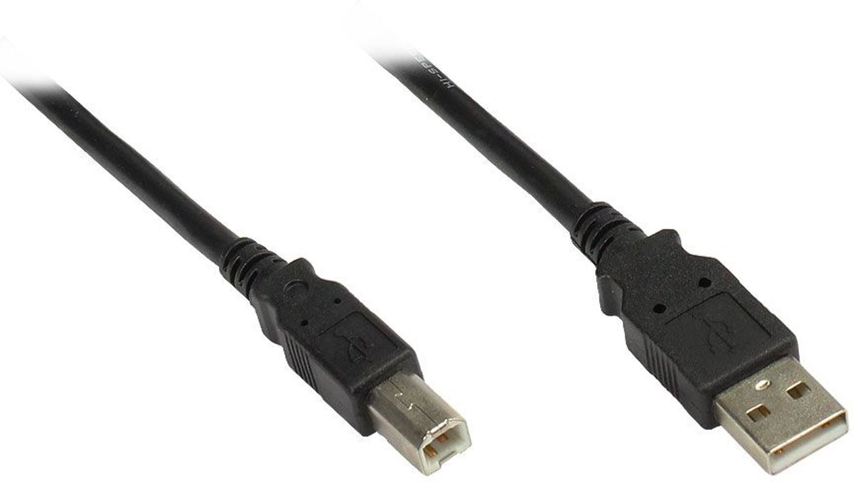 Alcasa USB 2.0 A/B 1.8m USB-kabel 1,8 m USB A USB B Mannelijk Zwart