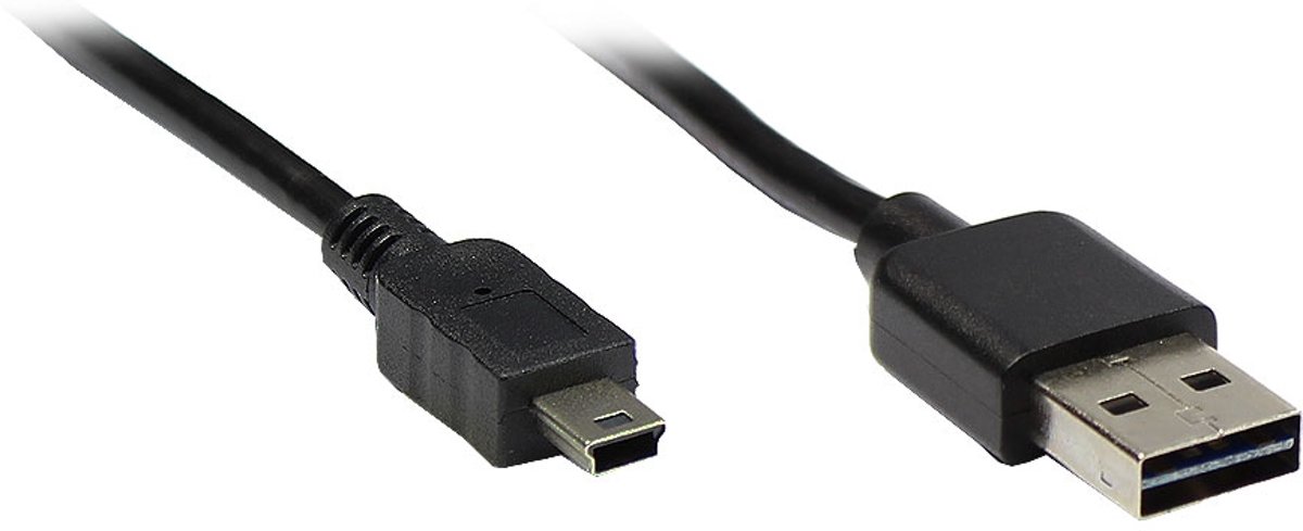 Alcasa USB 2.0 A/mini, 0.6m 0.6m USB A Mini-USB A Mannelijk Mannelijk Zwart USB-kabel