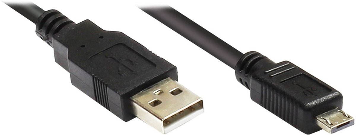 Alcasa USB A - Micro-USB A 0.2m 0.2m USB A Micro-USB A Mannelijk Mannelijk Zwart USB-kabel